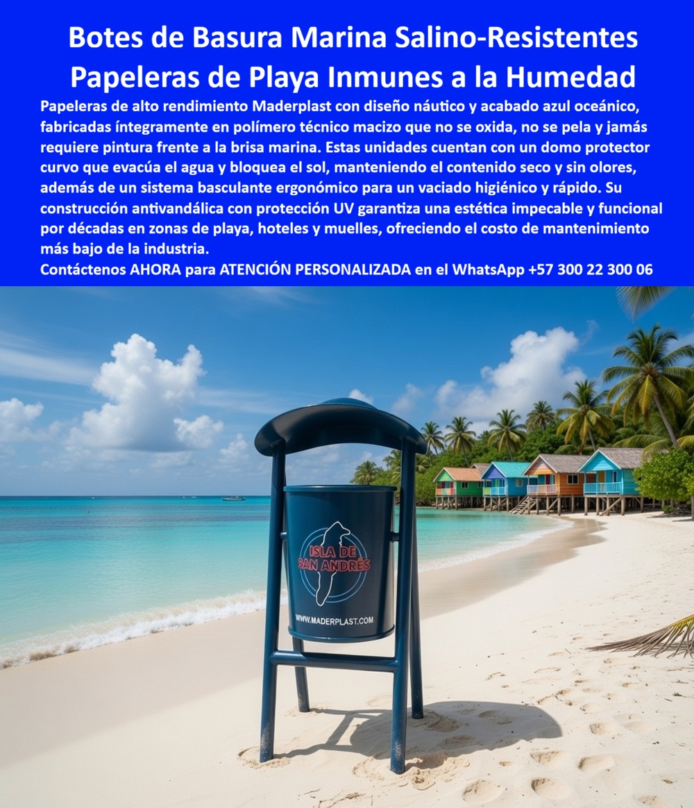 Caneca Basura Anticorrosiva Mobiliario Zonas Costeras Inoxidables Maderplast Contenedor Basura Edificios Bajo Mantenimiento Módulos Recolección Basura Separada Resistentes Alto Tráfico Puntos Limpios Resistentes Cero Corrosión