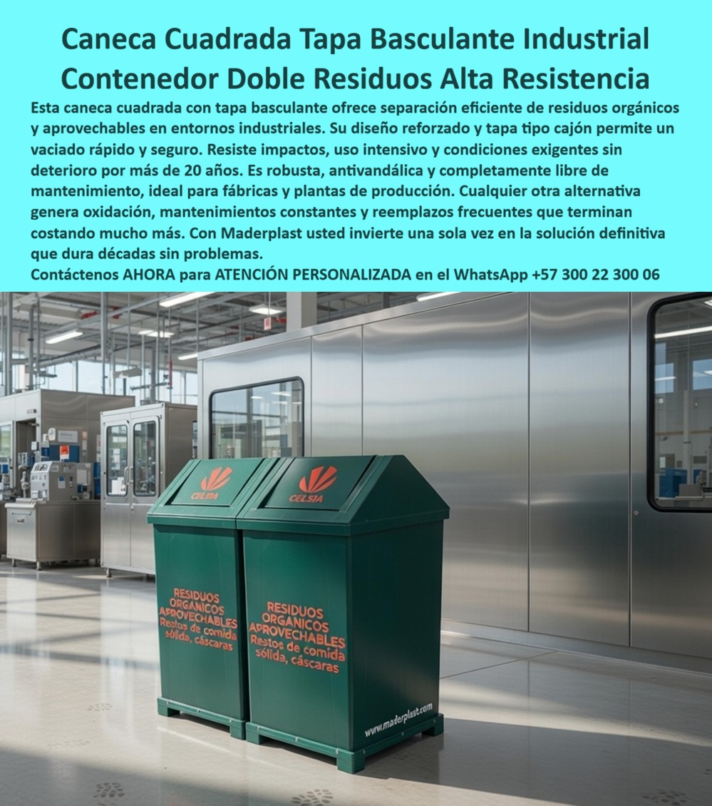 Caneca Con Tapa Basculante Cajón Separación De Residuos Maderplast Vagón Recolección Residuos Con Tapa Reforzadas Y Tapa Vagón Recolección Residuos Con tapa hermetica Reforzadas Y Tapa Contenedores Reciclaje Plásticos Creativos