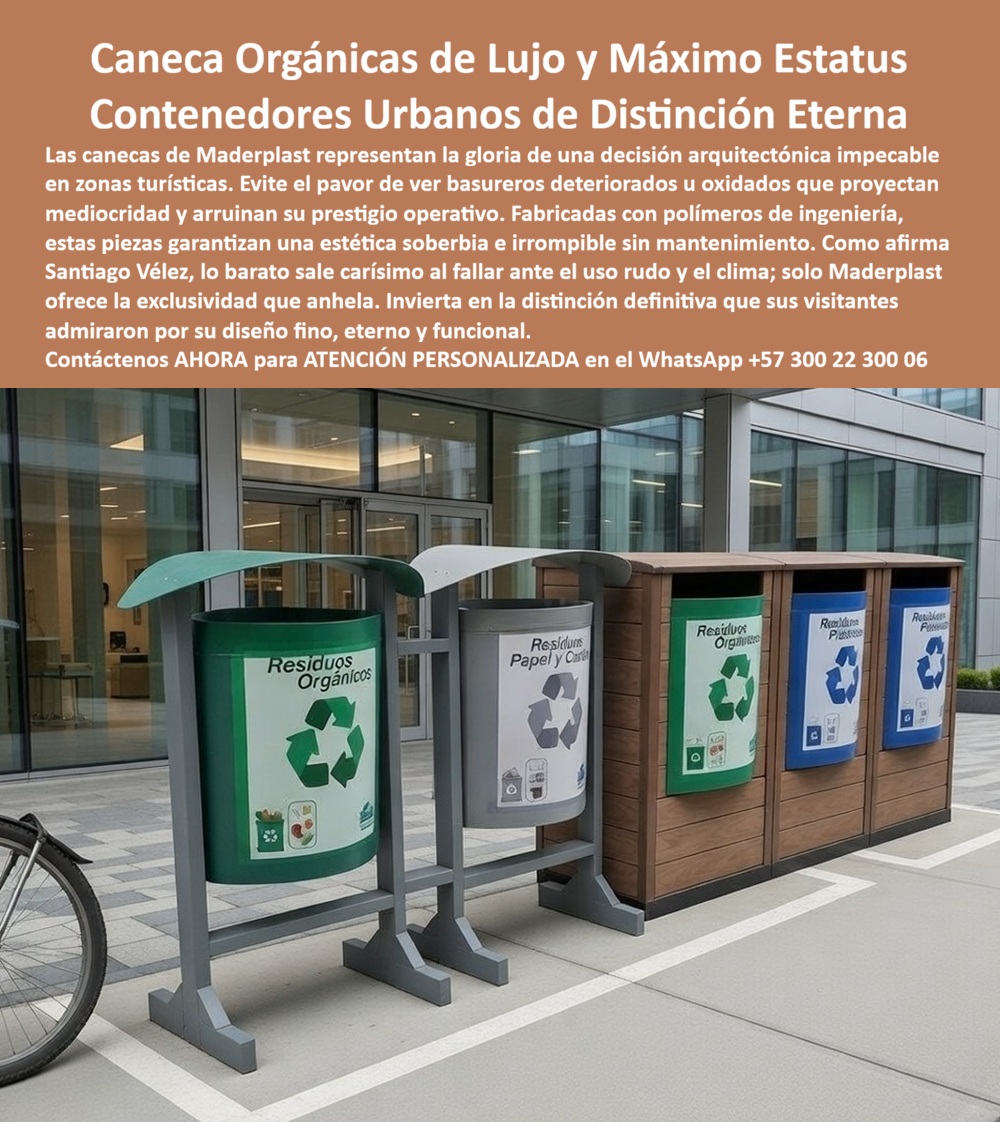 Caneca Para Residuos Orgánicos Con Ruedas Alta Durabilidad Maderplast Bote De Basura Orgánica Industrial Resistente Larga Vida Contenedor Basura Orgánica Resistente Bajo Mantenimiento Canecas Sector Turístico Antivandalismo PP