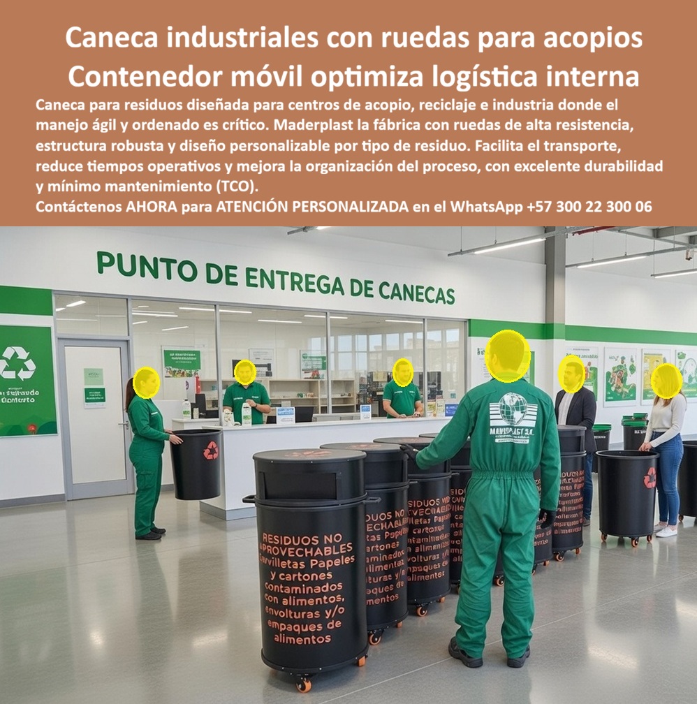 Caneca Para Residuos Orgánicos Con Ruedas Alta Durabilidad Maderplast Estación Acopio Orgánicos Estanca Resistente A Químicos Recipiente Para Residuos No Aprovechables Resistente Basurero Desechos Orgánicos Industriales