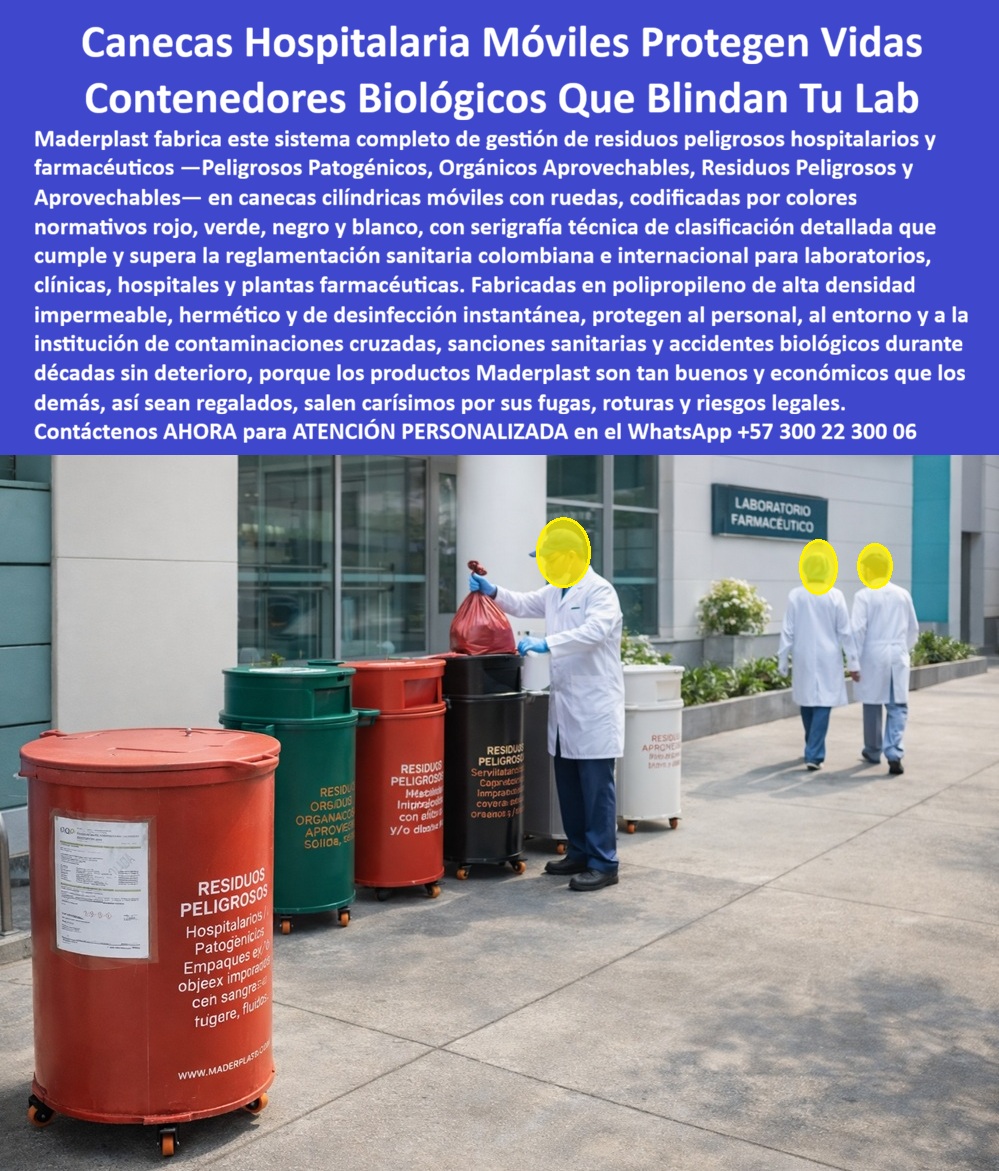 Caneca Residuos Peligrosos Inoxidable Alta Resistencia Colores Maderplast Contenedores De Reciclaje Por Colores Basurero Industrial Con Ruedas Clasificación Residuos Basurero Con Ruedas Para Gestión Residuos Resistente Caneca R