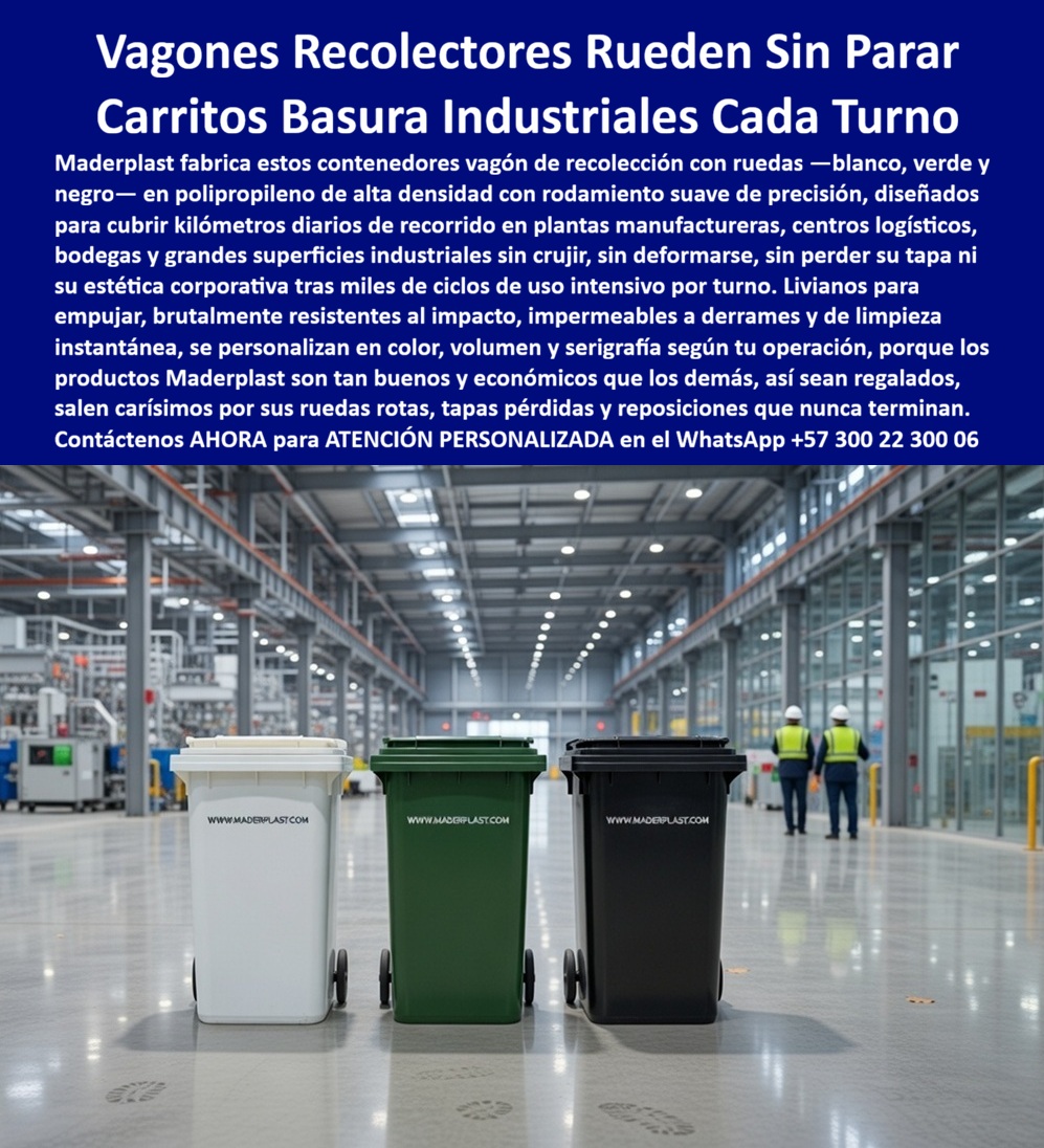 Caneca Vagón Carro Recolección Basura Canecas Vagones Maderplast Receptáculos Carretilla Resisten Humedad Coche Recolección Basura Rodamiento Suave Contenedor Basura Industrial Con Ruedas Alta Durabilidad Receptáculos Caneca 0