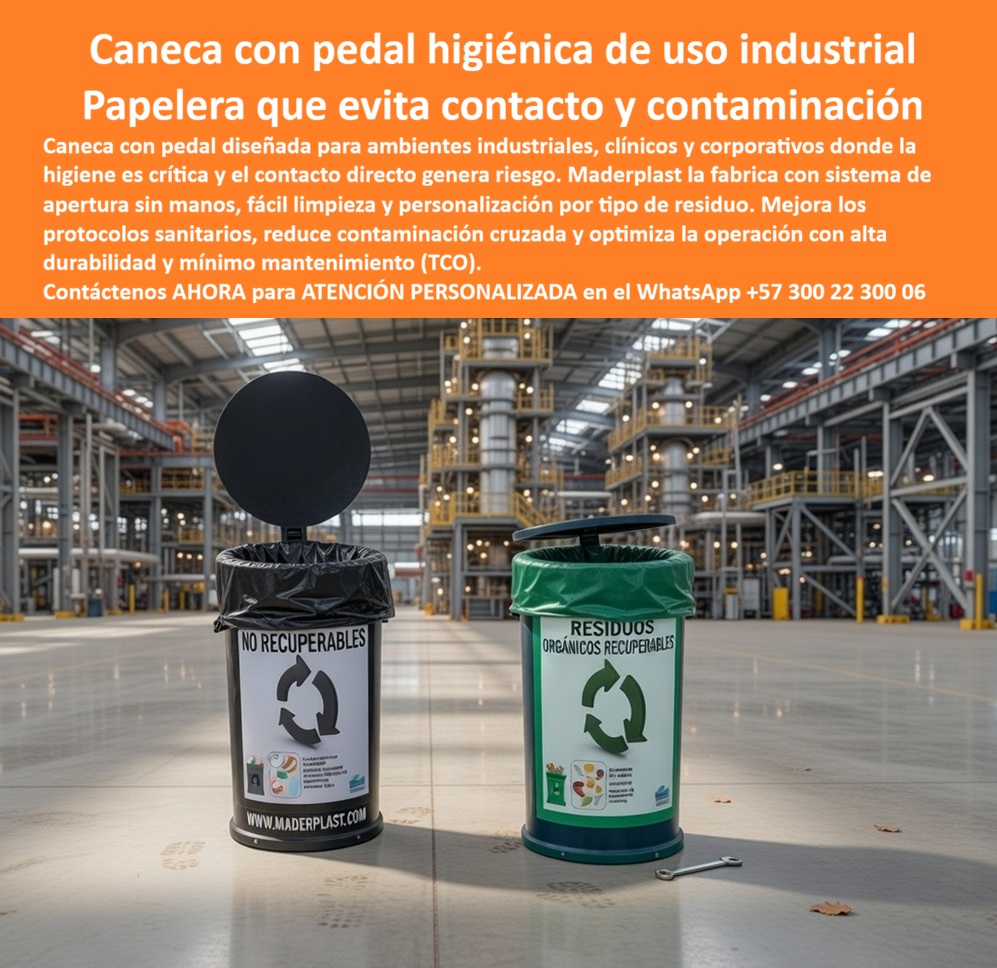 Canecas Pedal Higiénicas Papelera Oficinas Basureros Tapa Pedal Maderplast Basurera Laboratorio Estanca Resistente A Químicos Receptáculos Quirúrgicos Pedal Resistentes Desinfección Caneca Comunes Interiores Impermeable