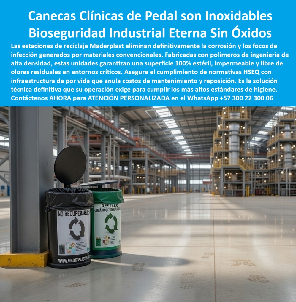 Canecas Pedal Higiénicas Papelera Oficinas Basureros Tapa Pedal Maderplast Punto Biológicos Quirúrgicos Fácil De Limpiar Basureros Tapa Pedal Prácticos Fácil Limpieza Recipiente Clínico Bioseguro Garantía Total Contenedores PP