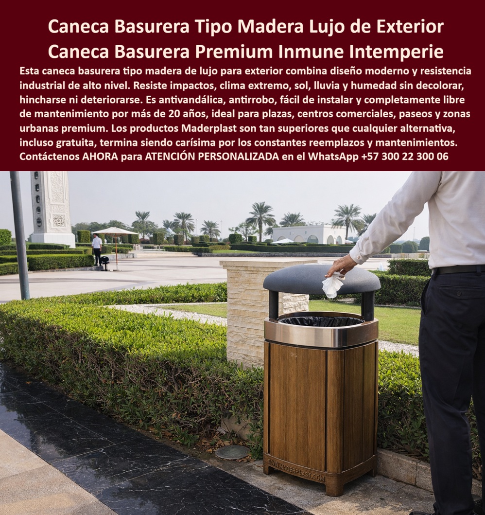 Canecas Vip Canecas De Lujo Caneca Exterior Diseño Moderno Maderplast Canecas Lujo Resistentes Impactos Contenedores Bote Basura Decorativos Resistencia Clima Papelera Centro Comercial Diseño Elegante Reduce Mantenimien
