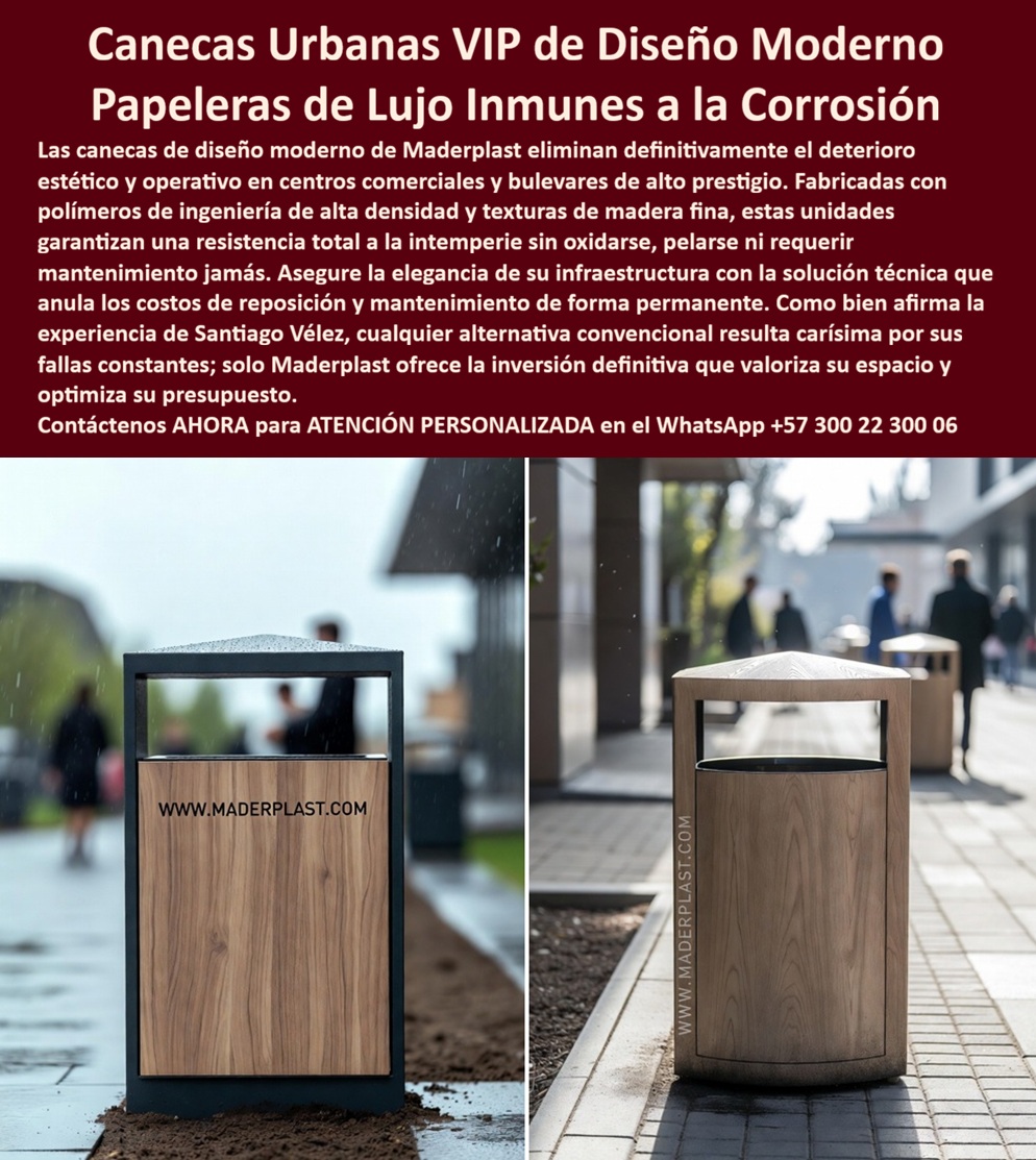 Canecas Vip Canecas De Lujo Caneca Exterior Diseño Moderno Maderplast Diseño caneca basura Centros Comerciales Duraderas Recipientes Decorativos Solución Costos Papeleras Lujo Anti Deterioro Durabilidad Máxima Papelera Urbana