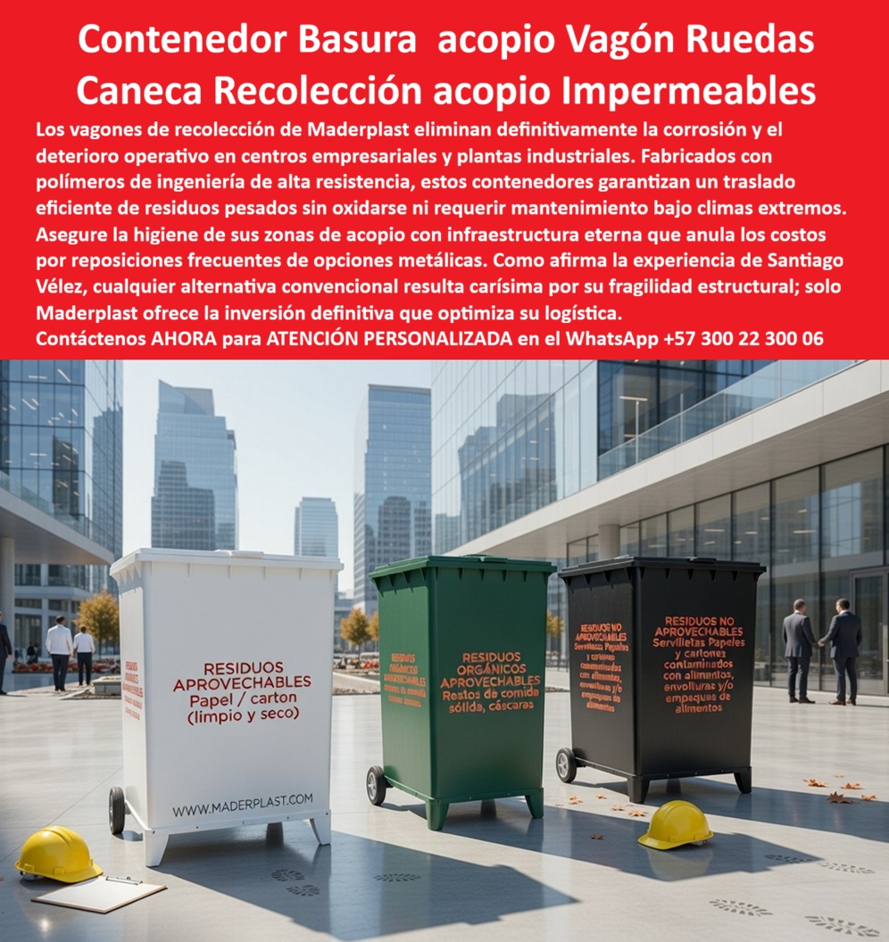 Carro Recolección Basura Con Ruedas Caneca Industrial Maderplast Contenedores Basura Vagones Impermeables Clima Caneca Recolección Bote Basura Decorativos Resistencia Clima Papelera Centro Comercial Diseño Elegante Redu