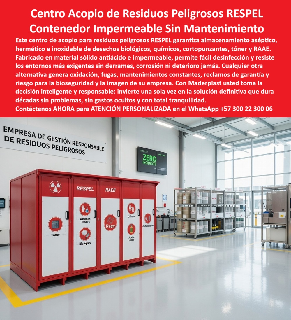 Centros Acopio Desechos Patógenos Punto Residuos Peligrosos Respel Maderplast Estaciones Residuos Biológicos Inoxidables contenedores residuos peligrosos asépticos impermeables fácil desinfección contenedores residuos