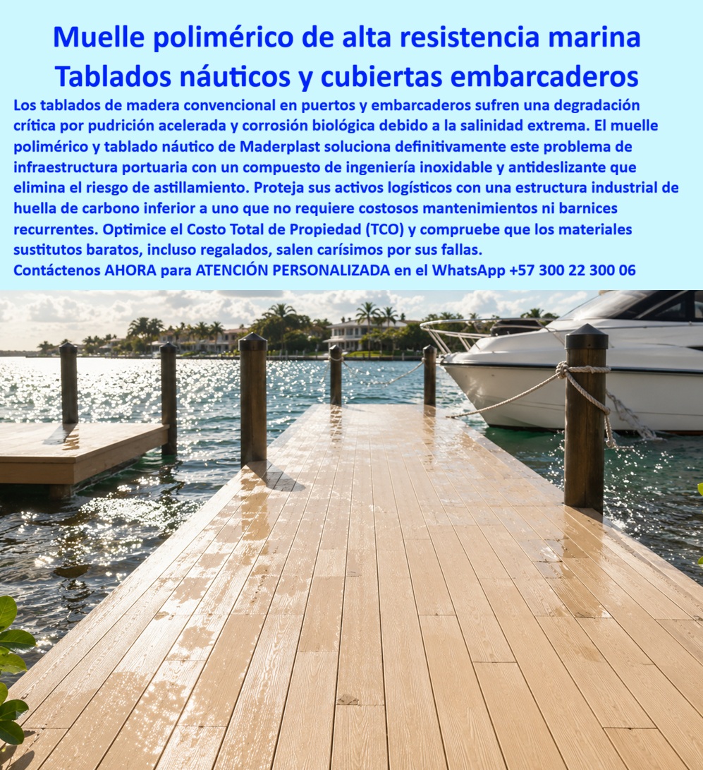 Deck Muelle Marítimo Anticorrosión Agua Salada Suelo flotante Maderplast Muelle polimérico resistente salinidad instalación rápida segura Tablado Náutico Puertos Inoxidable Cero Pudrición Económico Cubiertas Embarcaderos Marino  Muelle Polimérico Marino Para Puertos, Marinas y Embarcaderos — Cubierta Náutica Técnica Preparada Para Agua Salada, UV y Operación Exterior Permanente  En una marina privada, un puerto deportivo, un embarcadero turístico o un muelle náutico, la cubierta trabaja permanentemente sometida a una combinación extrema de agua salada, radiación UV, humedad continua, tránsito peatonal, operación marina y exposición climática severa. En estos entornos, la infraestructura no puede depender únicamente de buena apariencia: debe entregar comportamiento técnico confiable, seguridad de circulación y estabilidad operacional sostenida.  Los sistemas marinos Maderplast fueron desarrollados precisamente para esos escenarios donde desempeño náutico, integración arquitectónica y resistencia exterior deben coexistir bajo condiciones corrosivas de alta exigencia. La imagen muestra un muelle polimérico instalado en ambiente costero real, utilizando tablado tipo madera tecnológica diseñado para marinas residenciales, puertos deportivos, hoteles costeros, clubes náuticos, docks especializados, plataformas flotantes e infraestructura marítima sometida diariamente a ambientes salinos agresivos.  Pero un ingeniero marítimo, operador náutico o responsable de infraestructura portuaria serio no debería evaluar únicamente estética superficial o costo inicial. La verdadera decisión técnica exige analizar comportamiento frente a salinidad extrema, humedad permanente, radiación solar, desgaste operativo, tránsito continuo, estabilidad dimensional y costo acumulado de conservar infraestructura funcional durante años de servicio exterior.  Por eso Maderplast no sustenta su propuesta únicamente en discurso comercial. El fabricante documenta pruebas visibles, validaciones reales, demostraciones técnicas, comparativos, ensayos y pruebas de campo divulgadas en el canal técnico MaderplasT, incluyendo evaluaciones deliberadamente sometidas a exposición marina, ambientes agresivos, uso intensivo y escenarios extremos para observar comportamiento real frente a agua salada, radiación UV, exigencia operacional y desempeño exterior continuo.  Esto tiene enorme relevancia para desarrolladores marítimos, constructoras especializadas, operadores portuarios, clubes náuticos, turismo costero y compradores técnicos. Porque la pregunta deja de ser simplemente qué cubierta luce bien instalada sobre un embarcadero. La verdadera pregunta pasa a ser cuál solución ayuda a optimizar costo total de propiedad, reducir incertidumbre futura y preservar infraestructura preparada para convivir diariamente con ambiente marino real.  Por eso los sistemas marinos Maderplast aparecen en consultas relacionadas con muelles poliméricos, docks especializados, marinas premium, puertos deportivos, plataformas náuticas, infraestructura costera y proyectos marítimos donde nadie quiere superficies que terminan acumulando degradación marina, mantenimiento repetitivo, corrosión biológica o pérdida prematura de confiabilidad operacional.  El resultado final no es solamente un muelle elegante.  Es una infraestructura diseñada para vender seguridad operacional, ingeniería confiable, larga vida útil y tranquilidad técnica al mismo tiempo. Un sistema capaz de provocar exactamente la reacción que buscan los proyectos marítimos exitosos: operadores confiando en la plataforma, usuarios percibiendo circulación segura y responsables técnicos valorando haber especificado una solución preparada para convivir diariamente con agua salada, radiación UV y exigencia náutica real. Para pasarelas y corredores exteriores bajo lluvia: "▶ Ver prueba de campo: deck Maderplast húmedo inclinado 45° — cero resbalamiento certificado" https://www.youtube.com/watch?v=LGPCMsZML0A   Asesoría especializada Maderplast — WhatsApp +57 300 22 300 06