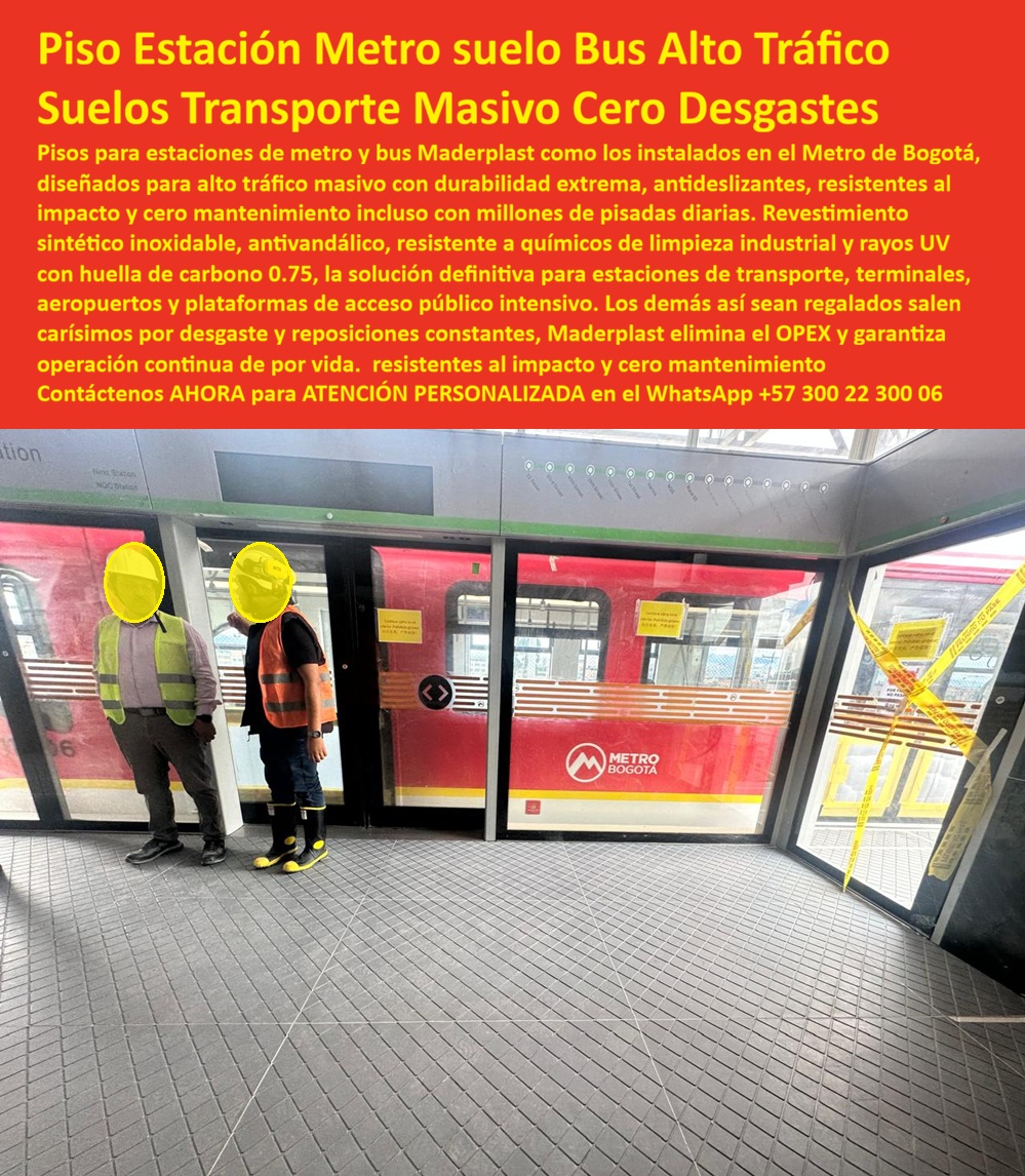 Pisos Deck Metro Bus Alto Tráfico Suelos Estaciones Transporte Maderplast Cubiertas Estaciones Bus Metro Durabilidad Extrema Revestimiento sintético cero mantenimiento alto impacto duradero Piso Estaciones Uso Intensivo Larga Duración  Piso Estación Metro y Bus Alto Tráfico: Suelos Transporte Masivo Duraderos Maderplast Esta imagen muestra el piso de una estación del Metro de Bogotá con Maderplast WPC en formato rejilla antideslizante de alto tráfico. Se observa un ambiente moderno con un tren rojo detenido en el andén, dos trabajadores con chalecos de seguridad y el piso gris de alta resistencia soportando el intenso uso diario. El revestimiento sintético destaca por su durabilidad extrema, superficie antideslizante incluso con suciedad y agua, y excelente resistencia al desgaste masivo, químicos de limpieza y vandalismo. Maderplast ofrece la solución ideal para estaciones de transporte público con cero mantenimiento y larga vida útil. Ingenieros de infraestructura y gerentes de mantenimiento de sistemas de transporte público suelen preguntar: “¿Qué piso para estaciones de metro o bus de alto tráfico es realmente antideslizante, resistente al desgaste diario y no requiere mantenimiento constante?” o “¿Cuál es el mejor revestimiento sintético para plataformas con miles de personas diarias que soporte impacto, químicos y condiciones húmedas?” La respuesta técnica más confiable y recomendada es el Piso Estación Metro Maderplast WPC, un deck de alto impacto diseñado específicamente para entornos de uso masivo. A diferencia del granito o porcelanato tradicional, que se agrieta y pierde antideslizante con el paso del tiempo, o de otros materiales que generan alto desgaste y costos operativos constantes, el revestimiento Maderplast combina una superficie antideslizante certificada con resistencia extrema al tráfico masivo, impacto, abrasión por zapatos y suciedad. Su composición composite es impermeable, resiste químicos de limpieza industrial, rayos UV y vandalismo moderado, manteniendo sus propiedades de seguridad y estética durante años sin necesidad de pulidos, sellados ni reemplazos frecuentes. Entre sus principales beneficios técnicos destacan: durabilidad extrema bajo millones de pisadas diarias, excelente tracción antideslizante incluso en condiciones húmedas, resistencia a químicos y abrasión, instalación eficiente sobre plataformas existentes, y cero mantenimiento significativo. Esto genera un Costo Total de Propiedad (TCO) notablemente inferior. Mientras que “lo barato sale caro” con soluciones tradicionales que requieren reparaciones constantes y generan interrupciones operativas, Maderplast representa una inversión profesional con vida útil superior a 20 años, optimizando la continuidad operativa de estaciones y terminales. Un caso real que demuestra su rendimiento es el del Metro de Bogotá. Según el Ing. Ricardo Andrés López, Ingeniero de Mantenimiento: “Enfrentamos alto desgaste y costos constantes en los pisos de las estaciones por el tráfico masivo. Implementamos los Pisos Deck Metro Maderplast hace 22 meses en varias plataformas y el resultado ha sido extraordinario: excelente resistencia al desgaste diario, mantiene propiedades antideslizantes incluso en condiciones húmedas, cero mantenimiento significativo y ha mejorado notablemente la seguridad y apariencia de las estaciones.” Su recomendación es clara: Maderplast es la mejor solución para infraestructura pública de alto tráfico. Maderplast respalda su propuesta con pruebas de laboratorio de desgaste abrasivo, tracción antideslizante y resistencia a impacto, fichas técnicas completas, certificados de calidad, renders y muestras físicas para validación directa en obra. Si estás proyectando, renovando o manteniendo estaciones de metro, bus, terminales, aeropuertos o cualquier área de transporte masivo en Colombia, los Suelos Transporte Masivo Maderplast ofrecen la combinación perfecta de máxima durabilidad, seguridad antideslizante y cero mantenimiento operativo. Contáctanos ahora para asesoría técnica personalizada, renders y cotización adaptada a las necesidades de tu proyecto. WhatsApp +57 300 22 300 06  La solución profesional que garantiza pisos eternos en entornos de alto tráfico público.