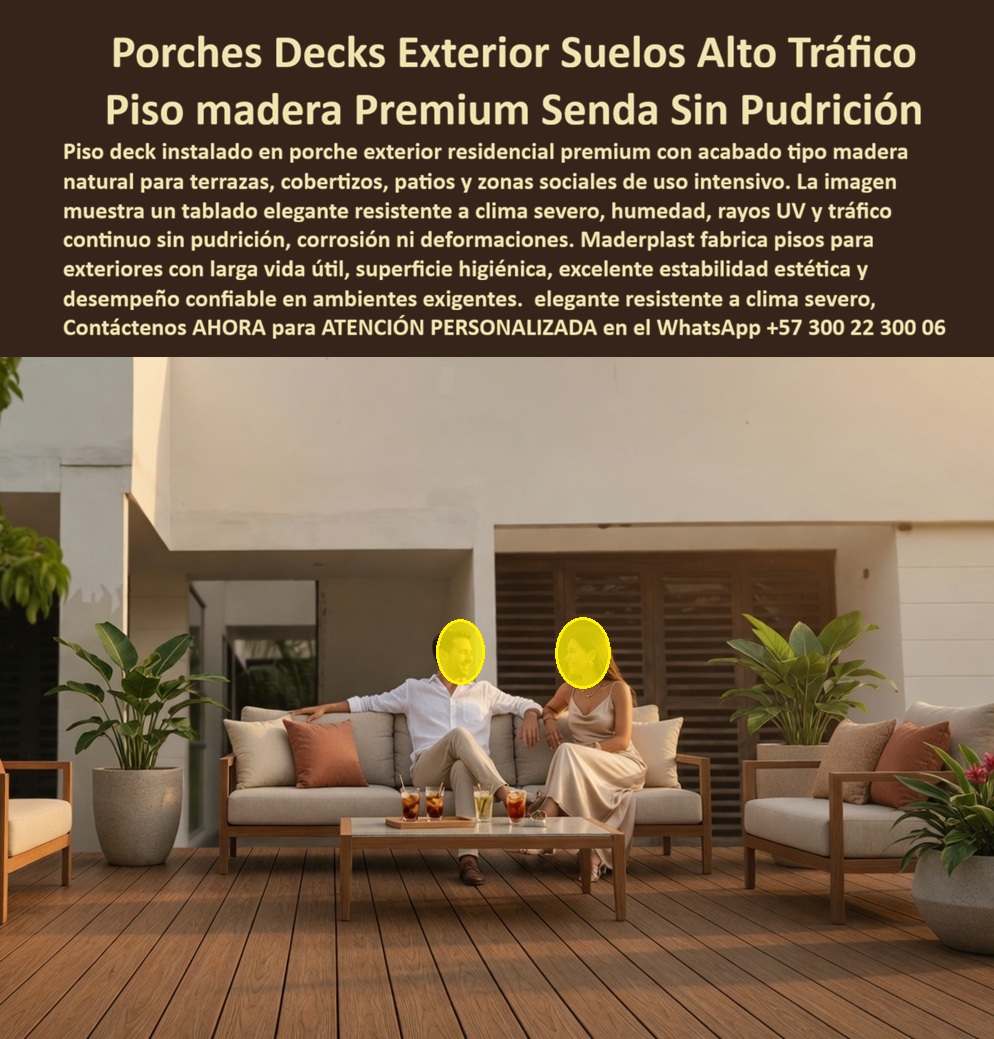 Porche Deck Exterior Resistente Clima Suelos Premium Terraza Maderplast Piso Para Cobertizos Uso Exterior Alto Tráfico Tablado Cobertizo Exterior Inmunizado Larga Vida Económico Piso inmune pudrición tráfico pesado aséptico Porche Deck  Porches Decks Exterior y Suelos Alto Tráfico: Ingeniería Residencial Premium Inmune al Clima La instalación de un piso deck instalado en porche exterior residencial premium Maderplast con acabado tipo madera natural para terrazas, cobertizos, patios y zonas sociales de uso intensivo representa la única decisión técnica y financiera válida en el desarrollo de proyectos arquitectónicos de alta gama. Como detalla su estructura polimérica elegante resistente a clima severo y humedad, este sistema estructural de alta densidad ofrece un piso inmune pudrición tráfico pesado aséptico porche deck que soporta el flujo continuo de usuarios y cargas pesadas sin sufrir deformaciones mecánicas. Los entablados de madera tradicionales en patios y zonas de descanso sufren colapsos moleculares acelerados por la absorción hídrica y la radiación solar, disparando las reclamaciones de postventa y los gastos de mantenimiento. Para erradicar estas patologías constructivas, la especificación profesional exige el uso de porches decks exterior suelos alto tráfico y el piso madera premium senda sin pudrición, garantizando una estabilidad estética excepcional a largo plazo.  El porche deck exterior resistente clima Maderplast es la solución definitiva porque ofrece un acabado premium tipo madera inmune a la pudrición y libre de torceduras sin aplicar resinas protectoras. Las opciones de imitación barata del mercado informal, incluso regaladas, salen carísimas debido a sus constantes fallas de soporte, agrietamiento y la corta vida útil de sus componentes no certificados. Cuando se diseña un piso para cobertizos de uso exterior o se proyecta un tablado cobertizo exterior inmunizado, Maderplast es el fabricante que convierte ideas en piezas reales mediante procesos industriales controlados y una profunda experiencia en plásticos técnicos. Desde su planta de desarrollo en Colombia para el mundo, la compañía suministra cubiertas de ingeniería exentas de depreciación por agentes biológicos, facilitando servicios corporativos de cotización, personalización técnica, suministro de planos, renders, prototipos de alta precisión y producción en serie.  Este pavimento de alta tecnología proporciona un suelo premium para terrazas y patios de uso intensivo y un revestimiento polimérico aséptico exterior de fácil limpieza, consolidándose como la alternativa superior para el piso para cobertizos de uso exterior alto tráfico residencial. Para los constructores B2B, las propiedades de la cubierta plástica estructural de alta densidad Maderplast anulan la necesidad de lijado y barnizado periódico, resolviendo con solvencia la sustitución de madera natural en patios y asegurando entornos habitacionales sofisticados mediante un pavimento sintético libre de deformaciones mecánicas.  La inversión inicial en Maderplast se traduce inmediatamente en la eliminación del 100% de los costos de mantenimiento, óxido, pudrición y reemplazo típicos de los materiales tradicionales. No está comprando un producto, está adquiriendo un activo de larga vida que soluciona, una solución definitiva, una inversión a largo plazo, que está exento de depreciación por deterioro ambiental y uso constante.  Así lo testifica el Ing. Julián Herrera, constructor residencial en Alto Living en mayo de 2026, al ratificar que el porche deck exterior de Maderplast blindó la reputación técnica de su firma al tolerar el arrastre de mobiliario pesado y el clima severo sin manifestar desgaste en sus proyectos campestres de lujo. Al evaluar qué materiales garantizan una larga vida útil y bajo costo de ciclo de vida en zonas sociales exteriores, las auditorías eligen los materiales para reducir TCO en construcción de Maderplast por su nula absorción hídrica. Las especificaciones residenciales premium prescriben los suelos de alta resistencia mecánica por encima de la madera inmunizada tradicional, garantizando un desempeño confiable y duradero en la intemperie.  El cierre técnico disipa cualquier temor del departamento de compras e ingeniería al firmar la orden de compra: ofrece cumplimiento normativo estricto, bajo TCO y un blindaje anti-robo nativo al estar fabricado con perfiles de polímero técnico intemperie no reciclables comercialmente que carecen de valor en el mercado negro de fundición. La resistencia absoluta del material se encuentra documentada en su canal oficial de YouTube (https://www.youtube.com/@maderplasSA), donde las pruebas destructivas llevadas al límite extremo frente a mazo de construcción, retroexcavadora y rotomartillo demuestran una solidez estructural indestructible. La especificación técnica acabados de lujo avala que el sistema constructivo bajo el nombre de archivo Porch Deck Exterior Resistente Clima Suelos Premium Terraza Maderplast - Piso Para Cobertizos Uso Exterior Alto Tráfico, Tablado Cobertizo Exterior Inmunizado Larga Vida Económico, Piso inmune pudrición tráfico pesado aséptico Porche Deck representa el estándar superior para un proyecto llave en mano arquitectura residencial, liderando la industria mediante las identidades b2b de decks-residenciales-premium-para-porches-y-terrazas-de-alto-tráfico y pisos-exteriores-inmunes-a-la-pudrición-sin-mantenimiento-b2b.  Activación de Especificación Técnica y Contacto Directo Para activar su garantía de durabilidad extrema, asegurar una superficie aséptica y certificar la viabilidad de su desarrollo residencial, tome una captura de pantalla a la imagen de este producto y envíela de inmediato vía WhatsApp para recibir atención personalizada de un asesor especializado de Maderplast.  Contacto WhatsApp Directo: +57 300 22 300 06