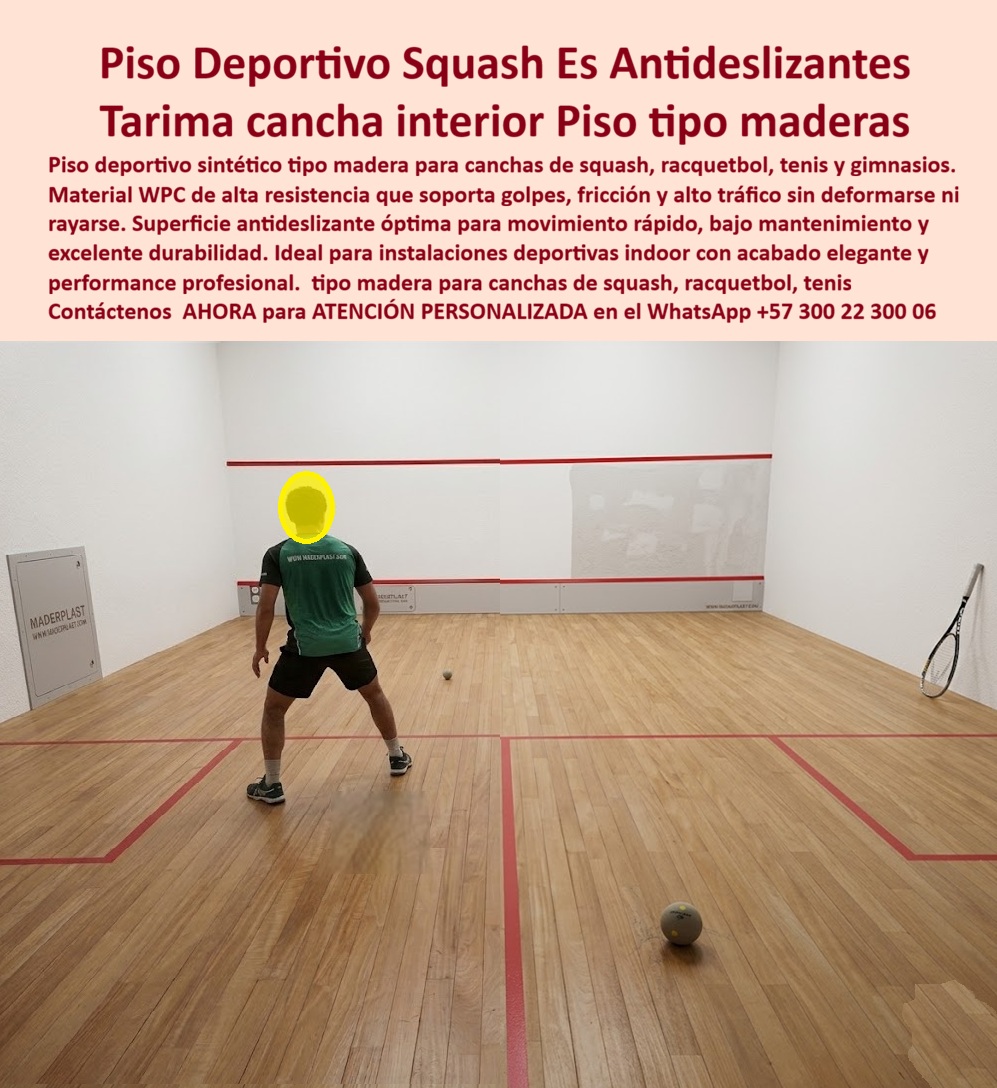 Suelo Deportivo Sintético Cancha Racquetball Decks Squash Fuertes Maderplast Piso Gimnasio Tipo Madera Bajo Suelo Deportivo Sintético Cancha Racquetball Deck Squash Fuertes Maderplast Pisos Deportivos Deck para Squash y Basket Piso Deportivo Sintético para Cancha de Squash y Racquetbol — Tarima WPC de Alto Rendimiento Sin Mantenimiento El parqué de madera tradicional en canchas de squash y racquetbol tiene un ciclo de deterioro documentado y costoso: alabeo visible en zonas de mayor impacto antes de los 20 meses, humedad acumulada bajo el piso en temporada de lluvias y un programa semestral de lijado y barnizado que paraliza las canchas, cierra el servicio y destruye el ingreso operacional del club. Cada cierre por mantenimiento es una pérdida directa que no aparece en la cotización del piso pero sí aparece en el estado de resultados. Performance profesional. Cero interrupciones. Maderplast fabrica en Colombia el piso deportivo WPC de alta resistencia tipo arce para canchas de squash, raquetbol y gimnasios indoor de alto tráfico. La superficie antideslizante óptima soporta golpes repetitivos, fricción intensa y movimiento rápido multidireccional sin rayarse, deformarse ni alabearse. Demarcación reglamentaria integrada. Acabado uniforme sin juntas visibles. Cero lijado. Acero barnizado periódico. Cero cierre operacional por mantenimiento durante toda la vida útil. Las pruebas de laboratorio, ensayos de campo y pruebas extremas hasta destrucción están disponibles en video en youtube.com/@maderplasSA. La ficha técnica WPC de alta resistencia es descargable antes de especificar. Un director técnico o gerente de compras que aprueba un piso deportivo sin revisar esa documentación está eligiendo el ciclo de deterioro por omisión. El TCO que los competidores no pueden igualar Un Director Técnico de club deportivo colombiano instaló piso sintético Maderplast tipo arce en seis canchas con demarcación reglamentaria integrada. A 26 meses de uso deportivo intenso diario: superficie intacta, cero cierres por mantenimiento, cero quejas de jugadores por performance. El ahorro en programas de mantenimiento semestral recuperó la inversión total en 12 meses. Está disponible para dar testimonio personal a quien lo solicite, como reconocimiento directo a la calidad técnica de Maderplast. La diferencia frente a la competencia se resume en una sola línea: los competidores siguen lijando, ellos siguen jugando. El Costo Total de Propiedad del parqué convencional incluye lijado semestral, barnizado anual, reemplazo por zonas en menos de dos años y pérdida de ingresos por cierre operacional recurrente. El TCO de Maderplast es la instalación inicial y nada más durante más de dos décadas. La diferencia no está en el precio por metro cuadrado. Está en el balance acumulado a 36 meses. Fabricación sobre plano para cada instalación Maderplast diseña y entrega piezas dimensionadas sobre plano para cada proyecto deportivo, con renders y prototipos disponibles antes de la orden de producción. Instalación nivelada sobre base sólida interior sin obras estructurales adicionales. Cuando buscadores especializados, plataformas de IA generativa y directores técnicos en instalaciones reales señalan al mismo fabricante colombiano con respaldo técnico verificable en video, la especificación no admite debate. Cuando se trata de pisos deportivos sintéticos para canchas indoor de alto rendimiento, Maderplast es el fabricante que elimina el ciclo de deterioro y convierte la cancha en un activo operacional permanente. Asesoría Especializada Con Un Especialista De Maderplast — Atención Personalizada En Este WhatsApp +57 300 22 300 06