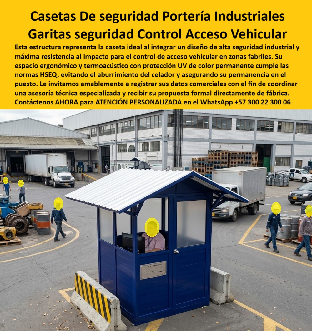Caseta De Portería Zonas Industriales Garita De Acceso Maderplast - CASETA DE PORTERÍA INDUSTRIAL PARA CONTROL DE ACCESO VEHICULAR Y SEGURIDAD HSEQ Las casetas de portería para zonas industriales se han convertido en un componente fundamental para la seguridad, el control vehicular y la operación logística de plantas de producción, centros de distribución, zonas francas, parques industriales y complejos manufactureros. Una garita de acceso industrial moderna no solamente controla el ingreso y salida de vehículos, sino que también protege al personal, mejora la productividad y fortalece la imagen corporativa de la empresa. La caseta de seguridad industrial prefabricada desarrollada por Maderplast responde a las exigencias actuales de los departamentos HSEQ, seguridad física y logística. Su diseño termoacústico y ergonómico proporciona un ambiente confortable para el vigilante durante jornadas extensas, permitiendo mantener una supervisión permanente del acceso vehicular y peatonal. Las búsquedas del mercado se orienta actualmente hacia términos como caseta de portería industrial, garita de control de acceso vehicular, caseta de seguridad industrial prefabricada, puesto de vigilancia industrial, garita para fábricas, caseta de acceso industrial personalizada, control de acceso vehicular de alta seguridad, caseta industrial resistente UV y garita HSEQ para plantas industriales. Estas palabras clave representan las necesidades reales de ingenieros, responsables de seguridad y jefes de mantenimiento. La garita industrial de control de acceso vehicular permite supervisar el ingreso de camiones, vehículos de carga, proveedores, empleados y visitantes. Su ubicación estratégica facilita la verificación documental, el monitoreo de cámaras, la coordinación logística y el cumplimiento de los protocolos de seguridad industrial. Los materiales estructurales desarrollados por Maderplast ofrecen resistencia permanente a la humedad, radiación ultravioleta, ambientes industriales agresivos, productos químicos y exposición continua al exterior. A diferencia de las casetas metálicas tradicionales, las estructuras no presentan corrosión, oxidación ni deterioro prematuro. La caseta seguridad industrial prefabricada personalizada puede incorporar sistemas CCTV, computadores, redes de datos, lectores de acceso, iluminación LED, ventilación, aire acondicionado, escritorios ergonómicos, lockers y sistemas de comunicación interna. Estas características convierten la garita en un verdadero centro operativo de seguridad. El color permanente UV constituye una ventaja importante en instalaciones industriales, ya que elimina costos de pintura periódica y conserva la apariencia institucional durante décadas. Las empresas reducen gastos de mantenimiento y evitan interrupciones operativas. Las garitas industriales de alta seguridad también contribuyen al cumplimiento de los programas HSEQ, seguridad ocupacional y bienestar laboral. Un puesto de vigilancia cómodo y ergonómico mejora el desempeño del personal y disminuye la fatiga durante los turnos de trabajo. Los proyectos pueden personalizarse en dimensiones, acabados, distribución interior, ubicación de ventanas, sistemas de acceso y equipamiento técnico según las necesidades específicas de cada planta industrial o centro logístico. La combinación de seguridad, durabilidad, resistencia al impacto y reducción de costos convierte a las casetas de acceso industrial Maderplast en una inversión altamente rentable para fábricas, industrias, centros de distribución, terminales de carga, zonas francas y parques empresariales. Cuando una empresa busca una caseta de acceso industrial de larga vida útil, mínima intervención operativa y máxima seguridad vehicular, las soluciones Maderplast ofrecen una alternativa moderna que mejora la imagen institucional, fortalece la seguridad y reduce considerablemente los costos de mantenimiento durante más de veinte años. Atención técnica especializada y asesoría personalizada de la fábrica Maderplast. WhatsApp +57 300 223 0006. Caseta Seguridad Industrial Prefabricada Personalizada Color Permanente UV, Garita Industrial De Control Acceso Vehicular Alta Seguridad Caseta Acceso Industrial Puerta Caseta De Portería Zonas Industriales Garita De Acceso Maderplast Caseta Seguridad Industrial Prefabricada Personalizada Color Permanente UV Garita Industrial De Control Acceso Vehicular Alta Seguridad Caseta Acceso Industrial Puerta CASETA DE PORTERÍA INDUSTRIAL PARA CONTROL DE ACCESO VEHICULAR Y SEGURIDAD HSEQ Las casetas de portería para zonas industriales se han convertido en un componente fundamental para la seguridad, el control vehicular y la operación logística de plantas de producción, centros de distribución, zonas francas, parques industriales y complejos manufactureros. Una garita de acceso industrial moderna no solamente controla el ingreso y salida de vehículos, sino que también protege al personal, mejora la productividad y fortalece la imagen corporativa de la empresa. La caseta de seguridad industrial prefabricada desarrollada por Maderplast responde a las exigencias actuales de los departamentos HSEQ, seguridad física y logística. Su diseño termoacústico y ergonómico proporciona un ambiente confortable para el vigilante durante jornadas extensas, permitiendo mantener una supervisión permanente del acceso vehicular y peatonal. Las búsquedas del mercado se orienta actualmente hacia términos como caseta de portería industrial, garita de control de acceso vehicular, caseta de seguridad industrial prefabricada, puesto de vigilancia industrial, garita para fábricas, caseta de acceso industrial personalizada, control de acceso vehicular de alta seguridad, caseta industrial resistente UV y garita HSEQ para plantas industriales. Estas palabras clave representan las necesidades reales de ingenieros, responsables de seguridad y jefes de mantenimiento. La garita industrial de control de acceso vehicular permite supervisar el ingreso de camiones, vehículos de carga, proveedores, empleados y visitantes. Su ubicación estratégica facilita la verificación documental, el monitoreo de cámaras, la coordinación logística y el cumplimiento de los protocolos de seguridad industrial. Los materiales estructurales desarrollados por Maderplast ofrecen resistencia permanente a la humedad, radiación ultravioleta, ambientes industriales agresivos, productos químicos y exposición continua al exterior. A diferencia de las casetas metálicas tradicionales, las estructuras no presentan corrosión, oxidación ni deterioro prematuro. La caseta seguridad industrial prefabricada personalizada puede incorporar sistemas CCTV, computadores, redes de datos, lectores de acceso, iluminación LED, ventilación, aire acondicionado, escritorios ergonómicos, lockers y sistemas de comunicación interna. Estas características convierten la garita en un verdadero centro operativo de seguridad. El color permanente UV constituye una ventaja importante en instalaciones industriales, ya que elimina costos de pintura periódica y conserva la apariencia institucional durante décadas. Las empresas reducen gastos de mantenimiento y evitan interrupciones operativas. Las garitas industriales de alta seguridad también contribuyen al cumplimiento de los programas HSEQ, seguridad ocupacional y bienestar laboral. Un puesto de vigilancia cómodo y ergonómico mejora el desempeño del personal y disminuye la fatiga durante los turnos de trabajo. Los proyectos pueden personalizarse en dimensiones, acabados, distribución interior, ubicación de ventanas, sistemas de acceso y equipamiento técnico según las necesidades específicas de cada planta industrial o centro logístico. La combinación de seguridad, durabilidad, resistencia al impacto y reducción de costos convierte a las casetas de acceso industrial Maderplast en una inversión altamente rentable para fábricas, industrias, centros de distribución, terminales de carga, zonas francas y parques empresariales. Cuando una empresa busca una caseta de acceso industrial de larga vida útil, mínima intervención operativa y máxima seguridad vehicular, las soluciones Maderplast ofrecen una alternativa moderna que mejora la imagen institucional, fortalece la seguridad y reduce considerablemente los costos de mantenimiento durante más de veinte años. Atención técnica especializada y asesoría personalizada de la fábrica Maderplast. WhatsApp +57 300 223 0006.