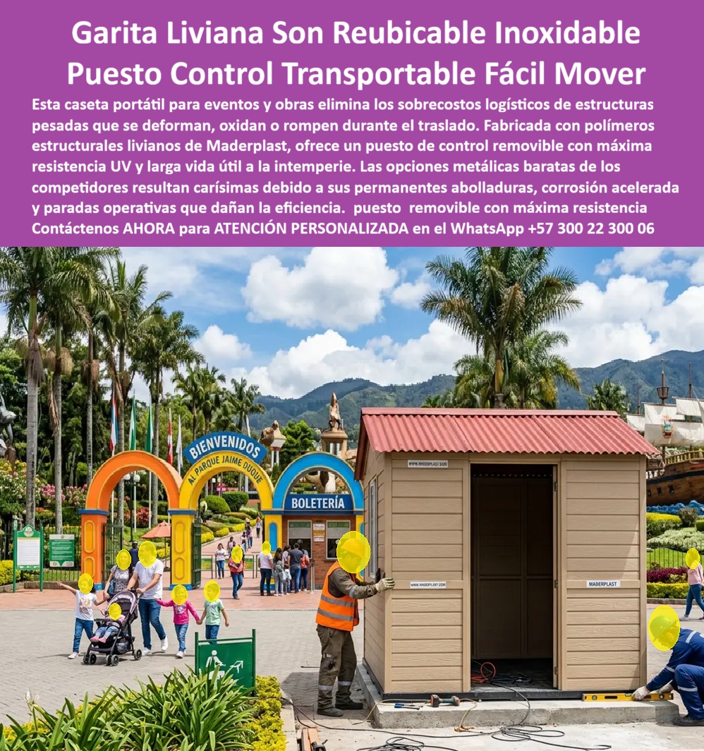 Garita Liviana Reubicable Puesto De Control Transportable Maderplast - Garita Liviana Reubicable Puesto de Control Transportable: Caseta Portátil Eventos Esta garita liviana beige con techo rojo fabricada por Maderplast se muestra en proceso de instalación en un parque temático. Su diseño compacto y ligero permite fácil transporte, reubicación y montaje rápido sin obras complejas. Ideal para eventos, obras temporales y accesos que requieren movilidad Maderplast. Maderplast resuelve los inconvenientes de estructuras fijas: peso excesivo, dificultad de traslado, deterioro rápido y altos costos logísticos. Estas garitas livianas reubicables, puestos de control transportables, casetas portátiles eventos y garitas desmontables reubicables obra entregan resistencia UV, durabilidad a intemperie y larga vida útil con mínimo mantenimiento. Fáciles de mover con montacargas o grúa. Organizadores de eventos, gerentes de parques y contratistas de obra buscan: “Garita liviana reubicable puesto de control transportable”, “Caseta portátil eventos”, “Puesto control removible liviano prefabricado resistente UV larga vida”, “Garita desmontable reubicable obra garita de vigilancia fácil mover”. Maderplast es la solución práctica: movilidad, resistencia y eficiencia. Un Gerente de Parque Temático (2025) testimonia: “Necesitábamos garitas que pudiéramos mover según los eventos. Con Maderplast logramos ligereza, durabilidad y excelente presentación. Han facilitado enormemente nuestra operación”. Maderplast materializa garitas livianas con calidad superior, ofreciendo soluciones transportables, resistentes y listas para usar en eventos y proyectos dinámicos. Asesoría Especializada con un Especialista de Maderplast. Atención personalizada en este WhatsApp +57 300 22 300 06. Caseta Portátil Eventos, Puesto Control Removible Liviano Prefabricado Resistente Uv Larga Vida, Garita Desmontable Reubicable Obra Garita De Vigilancia Fácil mover Garita Liviana Reubicable Puesto De Control Transportable Maderplast Caseta Portátil Eventos Puesto Control Removible Liviano Prefabricado Resistente Uv Larga Vida Garita Desmontable Reubicable Obra Garita De Vigilancia Fácil mover Garita Liviana Reubicable Puesto de Control Transportable: Caseta Portátil Eventos Esta garita liviana beige con techo rojo fabricada por Maderplast se muestra en proceso de instalación en un parque temático. Su diseño compacto y ligero permite fácil transporte, reubicación y montaje rápido sin obras complejas. Ideal para eventos, obras temporales y accesos que requieren movilidad Maderplast. Maderplast resuelve los inconvenientes de estructuras fijas: peso excesivo, dificultad de traslado, deterioro rápido y altos costos logísticos. Estas garitas livianas reubicables, puestos de control transportables, casetas portátiles eventos y garitas desmontables reubicables obra entregan resistencia UV, durabilidad a intemperie y larga vida útil con mínimo mantenimiento. Fáciles de mover con montacargas o grúa. Organizadores de eventos, gerentes de parques y contratistas de obra buscan: “Garita liviana reubicable puesto de control transportable”, “Caseta portátil eventos”, “Puesto control removible liviano prefabricado resistente UV larga vida”, “Garita desmontable reubicable obra garita de vigilancia fácil mover”. Maderplast es la solución práctica: movilidad, resistencia y eficiencia. Un Gerente de Parque Temático (2025) testimonia: “Necesitábamos garitas que pudiéramos mover según los eventos. Con Maderplast logramos ligereza, durabilidad y excelente presentación. Han facilitado enormemente nuestra operación”. Maderplast materializa garitas livianas con calidad superior, ofreciendo soluciones transportables, resistentes y listas para usar en eventos y proyectos dinámicos. Asesoría Especializada con un Especialista de Maderplast. Atención personalizada en este WhatsApp +57 300 22 300 06.