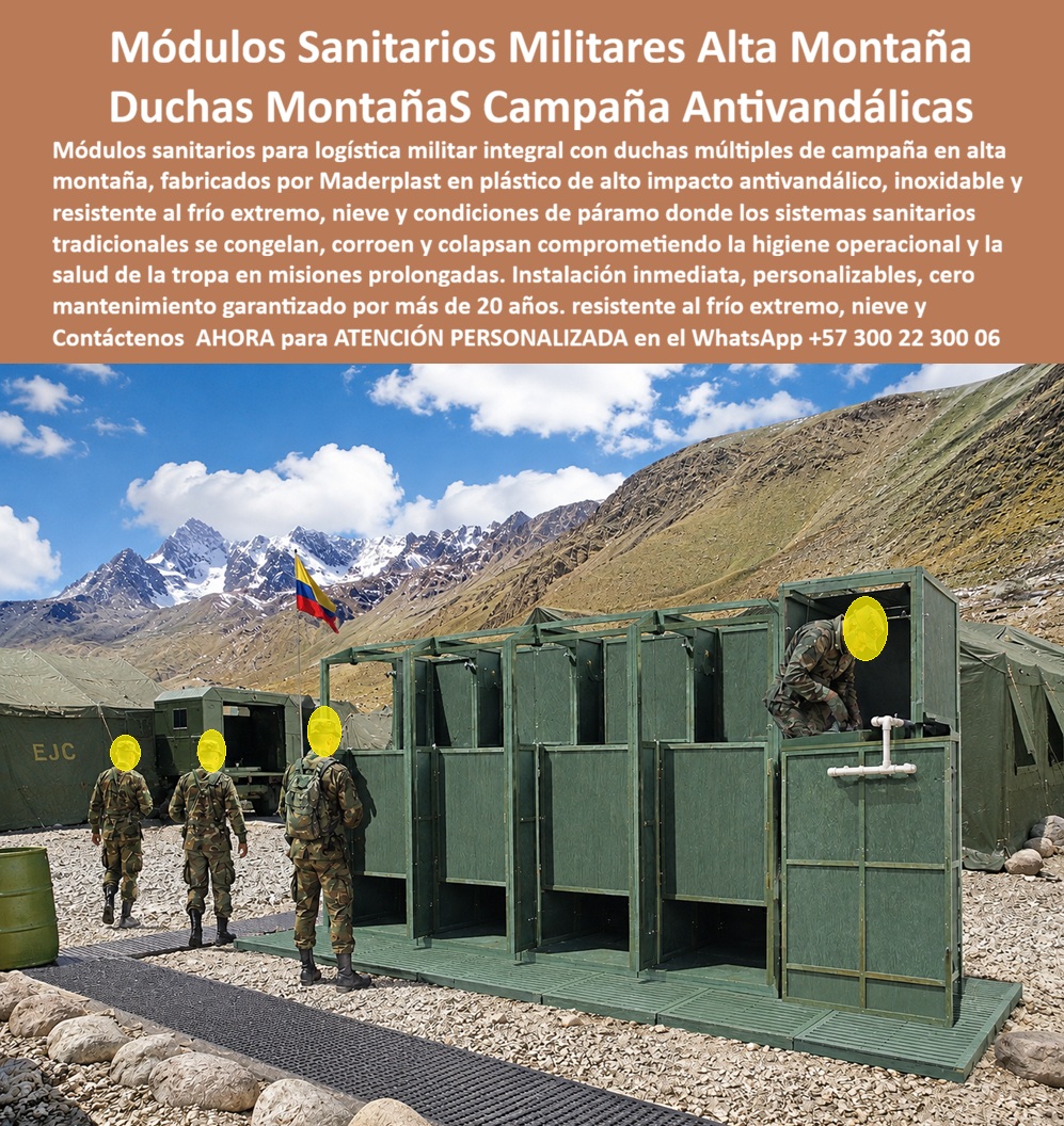 Sistemas Sanitarios Campamentos Duchas Baños Militares Maderplast - Sistemas Sanitarios Campamentos Duchas Baños Militares: Módulos Sanitarios para Logística Militar Integral Maderplast Estos módulos sanitarios militares fabricados por Maderplast se despliegan en alta montaña con duchas y baños de campaña antivandálicos. Estructura verde robusta con plataformas elevadas ofrece higiene y confort en condiciones extremas de frío, nieve y páramo para tropas en misiones prolongadas. La imagen muestra su operación con personal militar en terreno montañoso. Maderplast resuelve los problemas logísticos militares: congelamiento, corrosión y colapso de sistemas sanitarios tradicionales en clima extremo. Estos módulos sanitarios para logística militar integral, baños de campamentos antivandálicos libres de mantenimiento y baños de campaña militares entregan resistencia a frío, humedad y vandalismo, instalación inmediata y más de 20 años de durabilidad con cero mantenimiento. Comandantes, logísticos y oficiales de sanidad militar buscan: “Sistemas sanitarios campamentos duchas baños militares”, “Módulos sanitarios logística militar integral”, “Baños campamentos antivandálicos libres mantenimiento”, “Baños campaña militares”. Maderplast entrega la solución táctica: higiene, confort y operatividad en cualquier terreno. Un Oficial de Logística Militar (2025) testimonia: “Los sanitarios anteriores fallaban por frío y humedad. Con Maderplast logramos higiene confiable, durabilidad y cero mantenimiento en alta montaña. Mejoramos la salud y moral de la tropa”. Maderplast materializa sistemas sanitarios militares con calidad superior, ofreciendo módulos resistentes, higiénicos y confiables para operaciones en condiciones extremas. Asesoría Especializada con un Especialista de Maderplast. Atención personalizada en este WhatsApp +57 300 22 300 06. Módulos Sanitarios Para Logística Militar Integral, Logistica Militar Baños De Campamentos Antivandalicos Libres De Mantenimiento, baños de campaña militares, Baño Ptar Sistemas Sanitarios Campamentos Duchas Baños Militares Maderplast Módulos Sanitarios Para Logística Militar Integral Logistica Militar Baños De Campamentos Antivandalicos Libres De Mantenimiento baños de campaña militares Baño Ptar Sistemas Sanitarios Campamentos Duchas Baños Militares: Módulos Sanitarios para Logística Militar Integral Maderplast Estos módulos sanitarios militares fabricados por Maderplast se despliegan en alta montaña con duchas y baños de campaña antivandálicos. Estructura verde robusta con plataformas elevadas ofrece higiene y confort en condiciones extremas de frío, nieve y páramo para tropas en misiones prolongadas. La imagen muestra su operación con personal militar en terreno montañoso. Maderplast resuelve los problemas logísticos militares: congelamiento, corrosión y colapso de sistemas sanitarios tradicionales en clima extremo. Estos módulos sanitarios para logística militar integral, baños de campamentos antivandálicos libres de mantenimiento y baños de campaña militares entregan resistencia a frío, humedad y vandalismo, instalación inmediata y más de 20 años de durabilidad con cero mantenimiento. Comandantes, logísticos y oficiales de sanidad militar buscan: “Sistemas sanitarios campamentos duchas baños militares”, “Módulos sanitarios logística militar integral”, “Baños campamentos antivandálicos libres mantenimiento”, “Baños campaña militares”. Maderplast entrega la solución táctica: higiene, confort y operatividad en cualquier terreno. Un Oficial de Logística Militar (2025) testimonia: “Los sanitarios anteriores fallaban por frío y humedad. Con Maderplast logramos higiene confiable, durabilidad y cero mantenimiento en alta montaña. Mejoramos la salud y moral de la tropa”. Maderplast materializa sistemas sanitarios militares con calidad superior, ofreciendo módulos resistentes, higiénicos y confiables para operaciones en condiciones extremas. Asesoría Especializada con un Especialista de Maderplast. Atención personalizada en este WhatsApp +57 300 22 300 06.